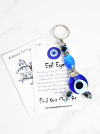 Evil Eye Keyring Blue Oval Bead Evil Eye Sydney Grand Bazaar 