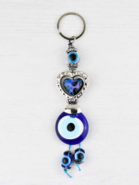 Evil Eye Keyring Colourful Heart Purple