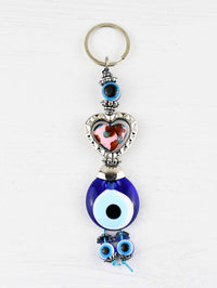 Evil Eye Keyring Colourful Heart Pink