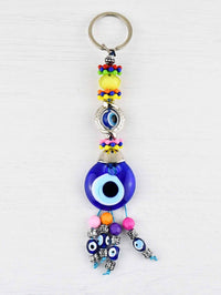 Evil Eye Keyring Crystal Bead Yellow