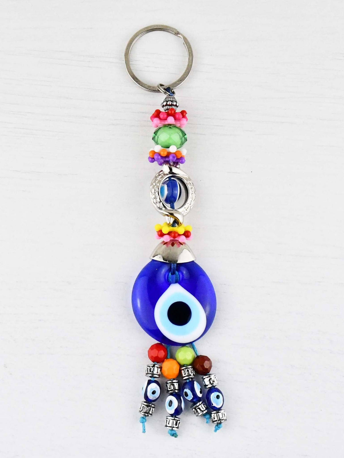 Evil Eye Keyring Crystal Bead Green