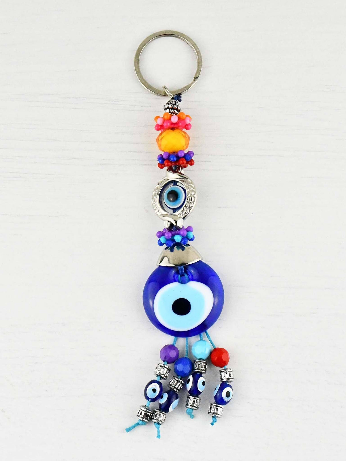 Evil Eye Keyring Crystal Bead Orange