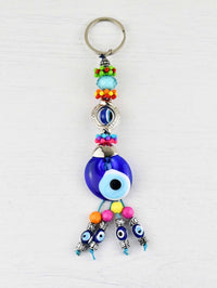 Evil Eye Keyring Crystal Bead Turquoise