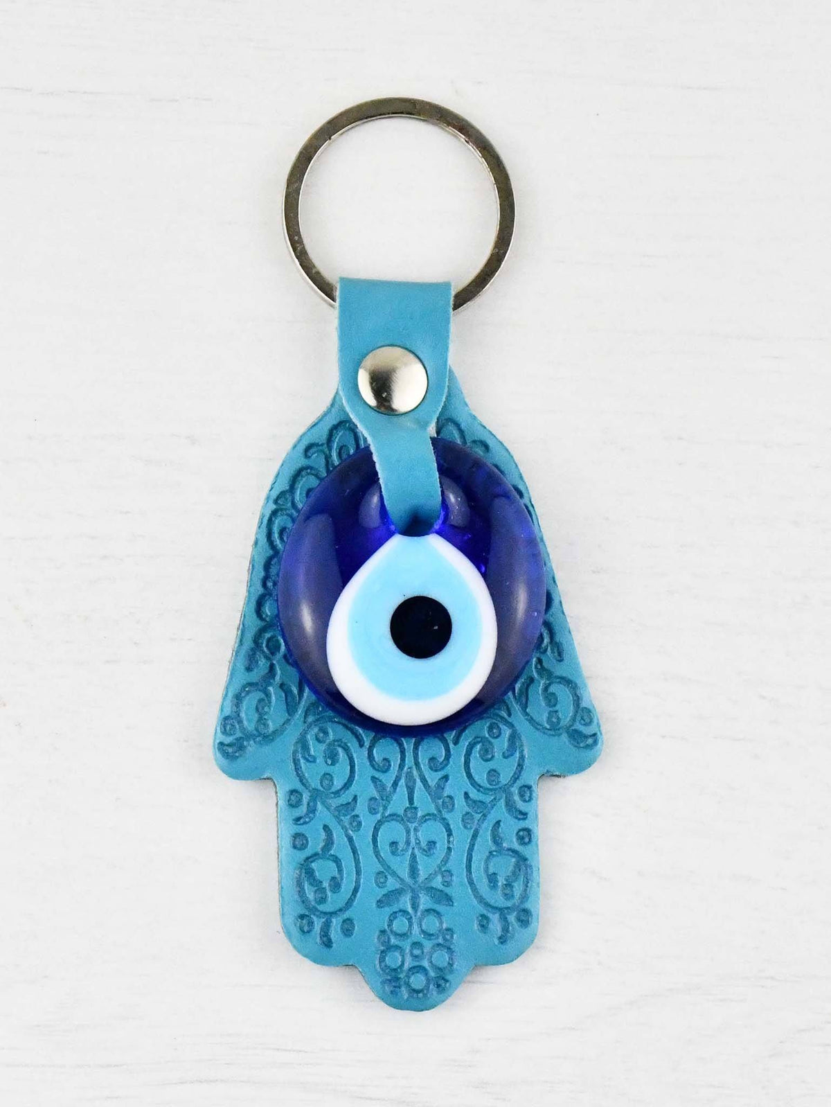 Evil Eye Keyring Leather Turquoise