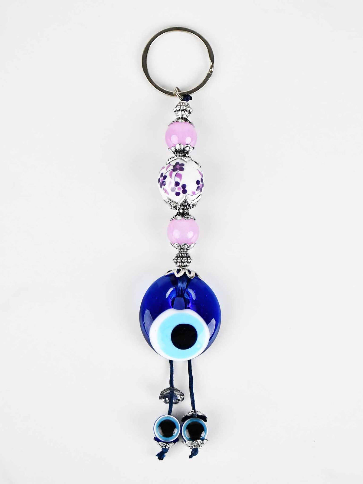 Evil Eye Keyring Small Ceramic Ball Pink Evil Eye Sydney Grand Bazaar 