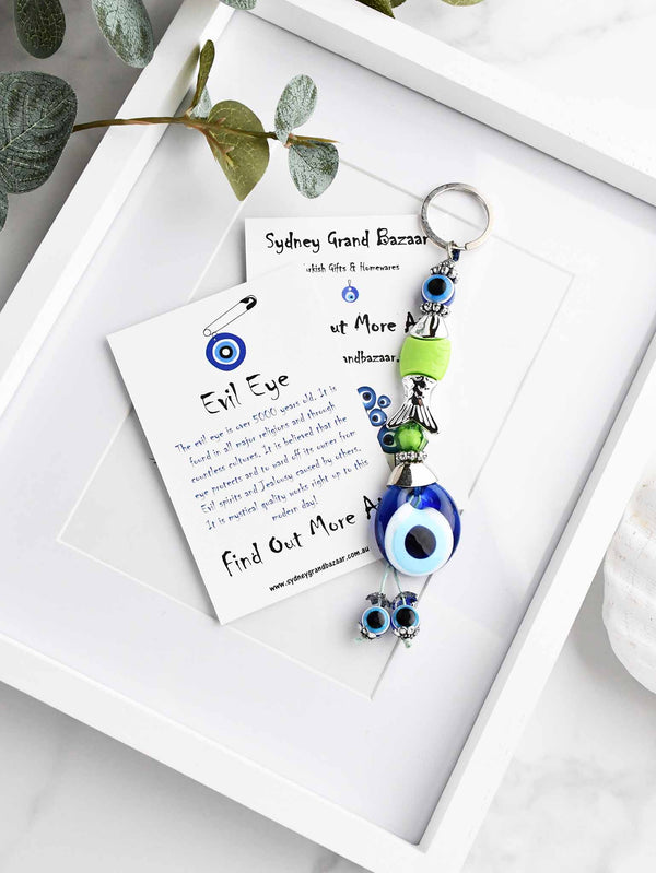 Evil Eye Keyring Small Fish Light Green Evil Eye Sydney Grand Bazaar 