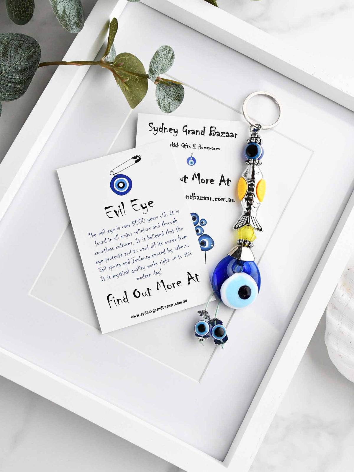 Evil Eye Keyring Small Fish Yellow Evil Eye Sydney Grand Bazaar 