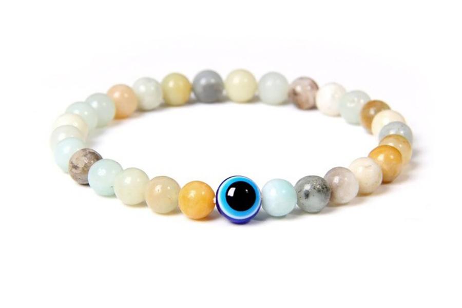 Evil Eye Light Coloured Stone Bracelet Beads Evil Eye Sydney Grand Bazaar 