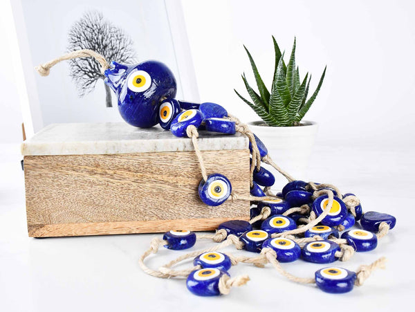 Evil Eye Wall Hanging Pomegranate Eye Beads Long Tassel Blue Evil Eye Sydney Grand Bazaar 