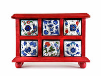 Handmade Wooden 6 Drawers Storage Box Red Colour Sydney Grand Bazaar 