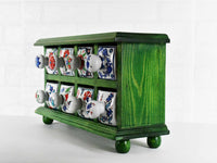 Handmade Wooden 8 Drawer Storage Box Green Colour Sydney Grand Bazaar 