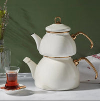 Karaca Authentic Retro Enamel Cream Teapot Stainless Steel & Titanium Teapots Karaca 