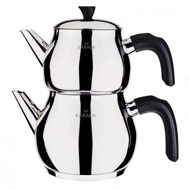 KARACA Galya Teapot Set Black, Stainless Steel, Turkish Tea  Maker, Kettle, Induction Suitable, Turkish Tea, Tea, Turkish Tea Maker,  Caydanlık: Teapots