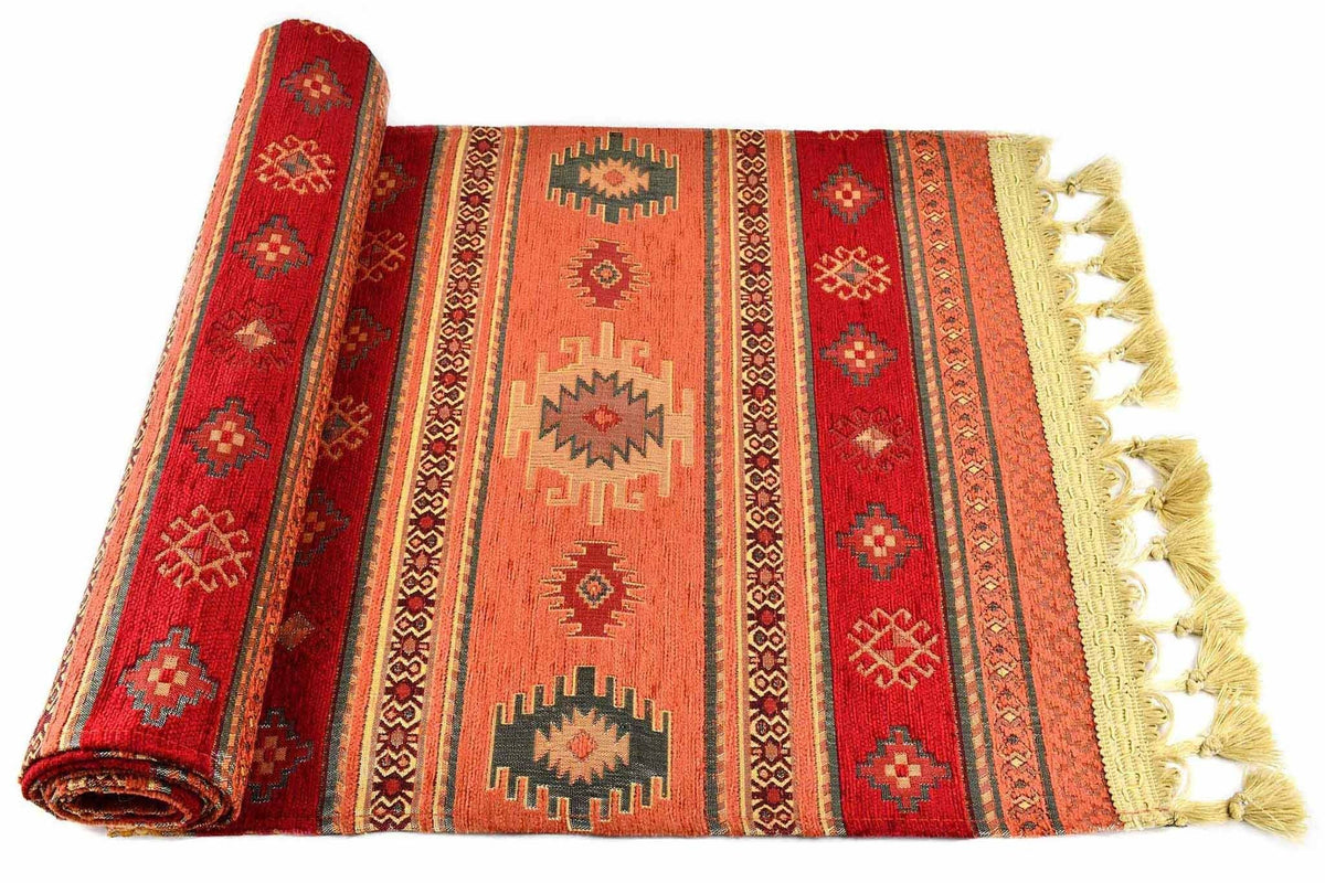 Table Runner Aztec Rusty Orange Red Textile Sydney Grand Bazaar 