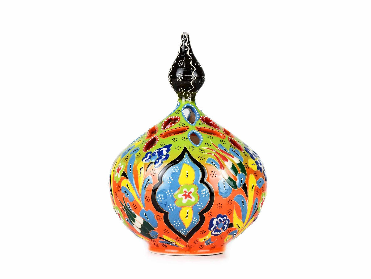 Turkish Candle Holder Flower Large Pear Light Green Orange Ceramic Sydney Grand Bazaar 