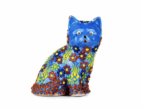 Turkish Ceramic Cat Ornament Dantel Sitting Light Blue Ceramic Sydney Grand Bazaar 