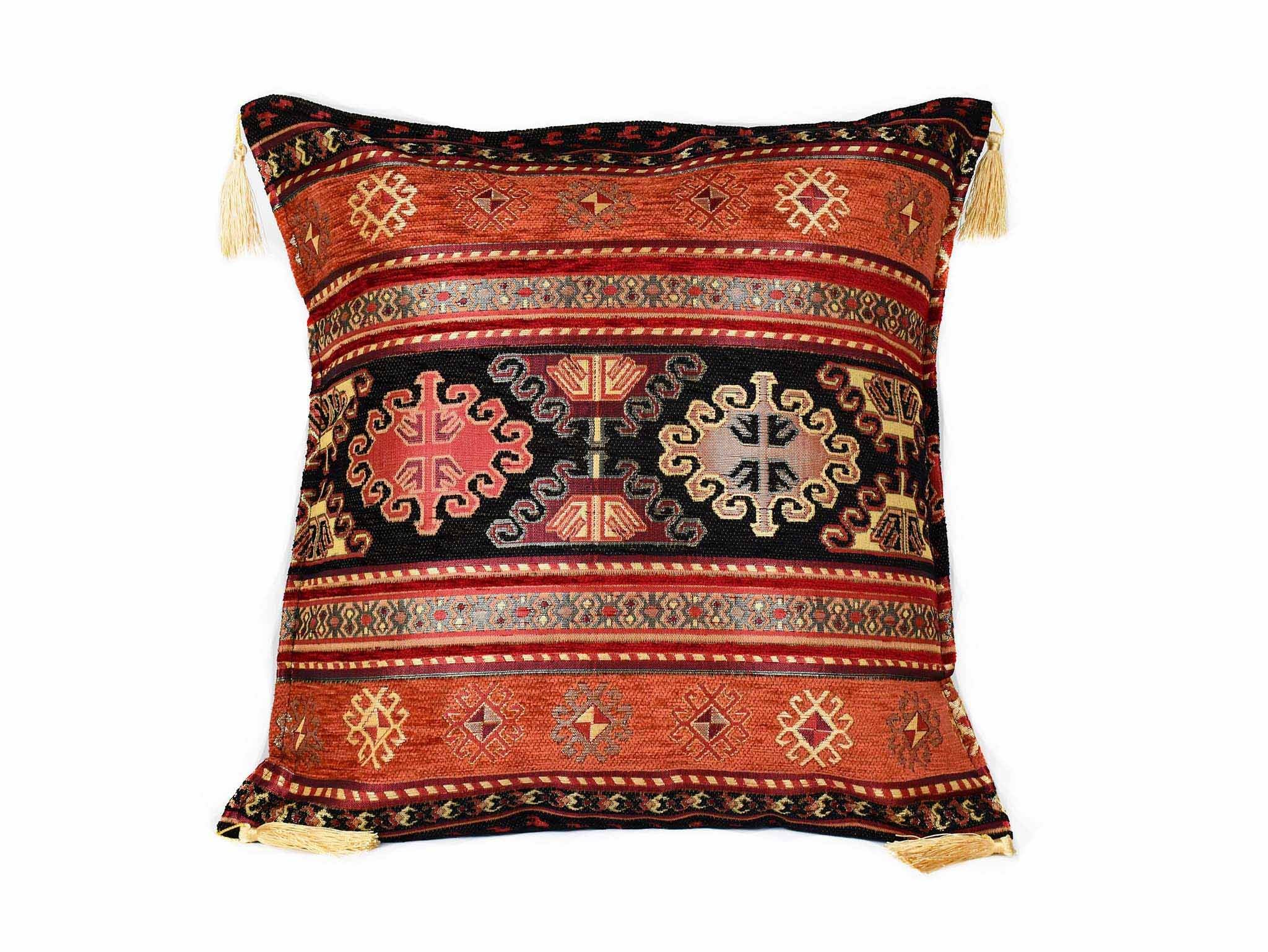 Turkish Cushion Cover Aztec Black Rusty Orange Quality Pillow Cases Sydney Grand Bazaar