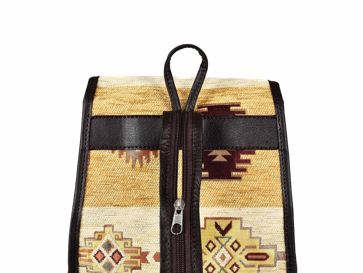 Turkish Handbag Backpack Aztec Brown Beige Textile Sydney Grand Bazaar 