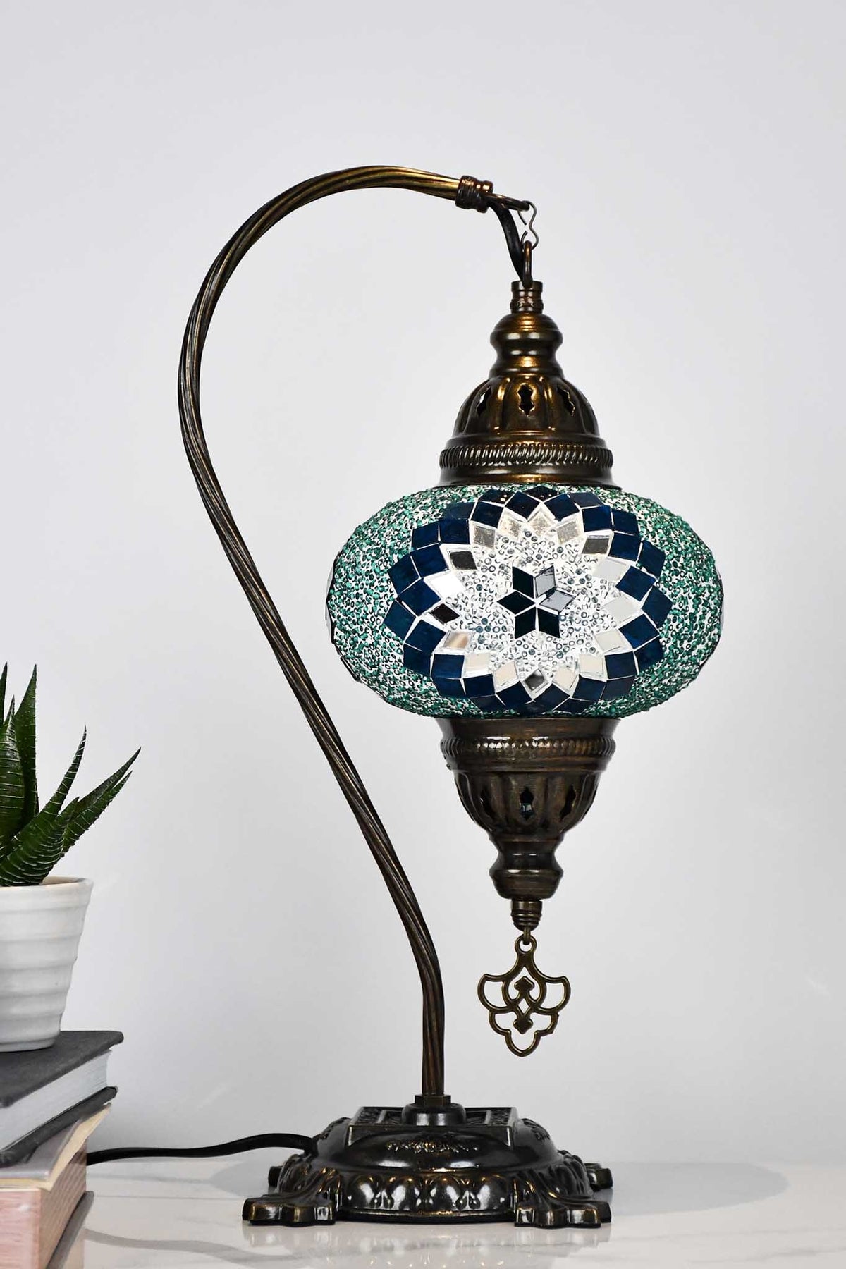 Turkish Lamp Sea Green Beads White Star Lighting Sydney Grand Bazaar 