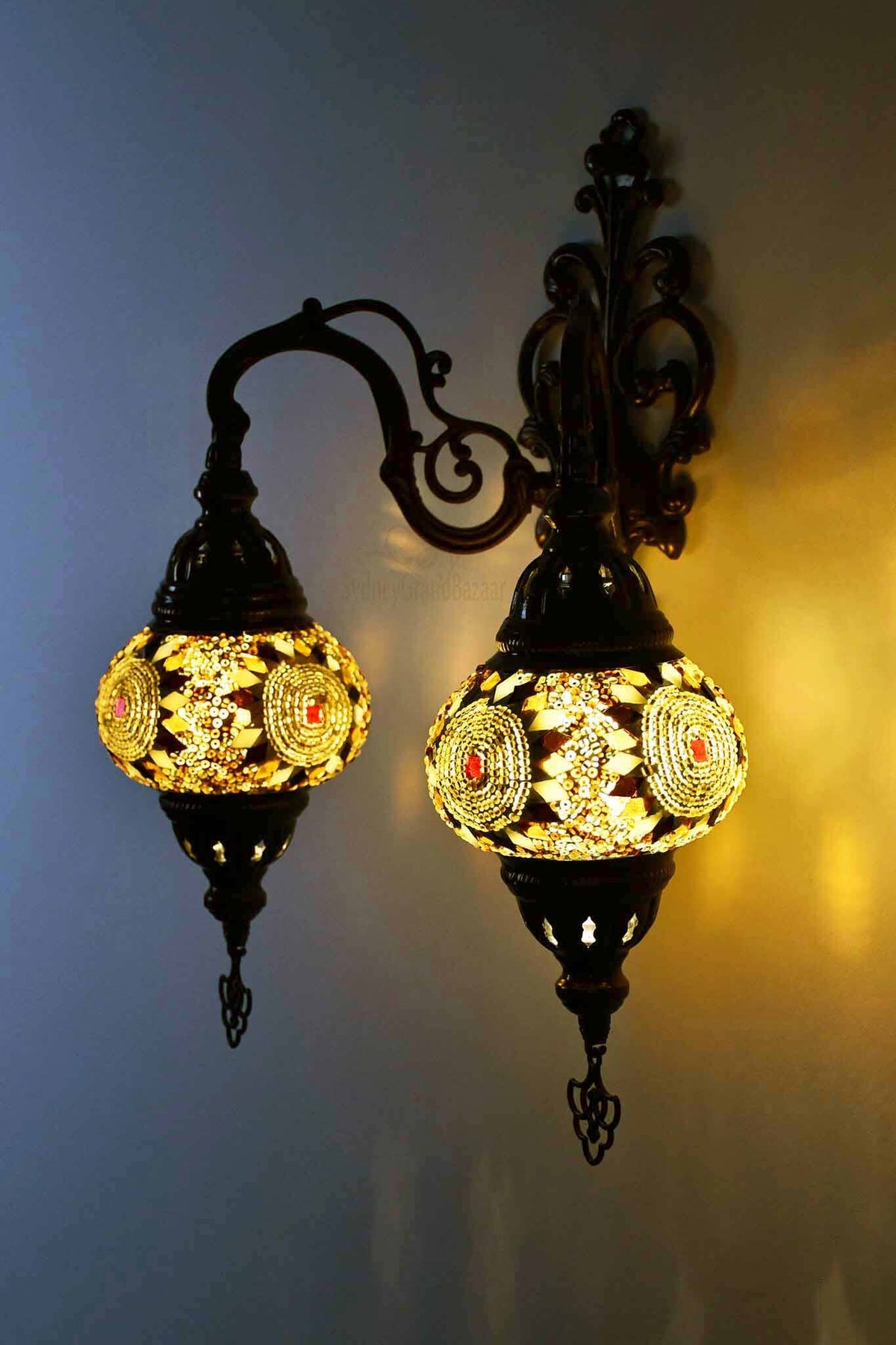 Turkish Light Double Wall Hanging Brown Circle Beads Lighting Sydney Grand Bazaar 