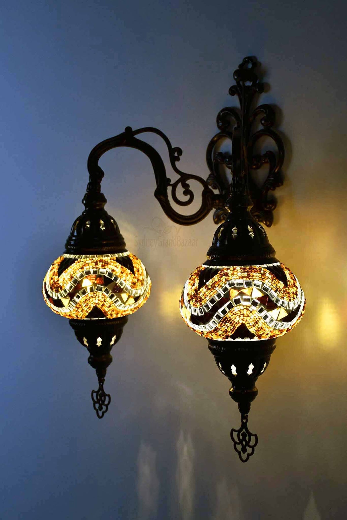 Turkish Light Double Wall Hanging Brown Zigzag Lighting Sydney Grand Bazaar 