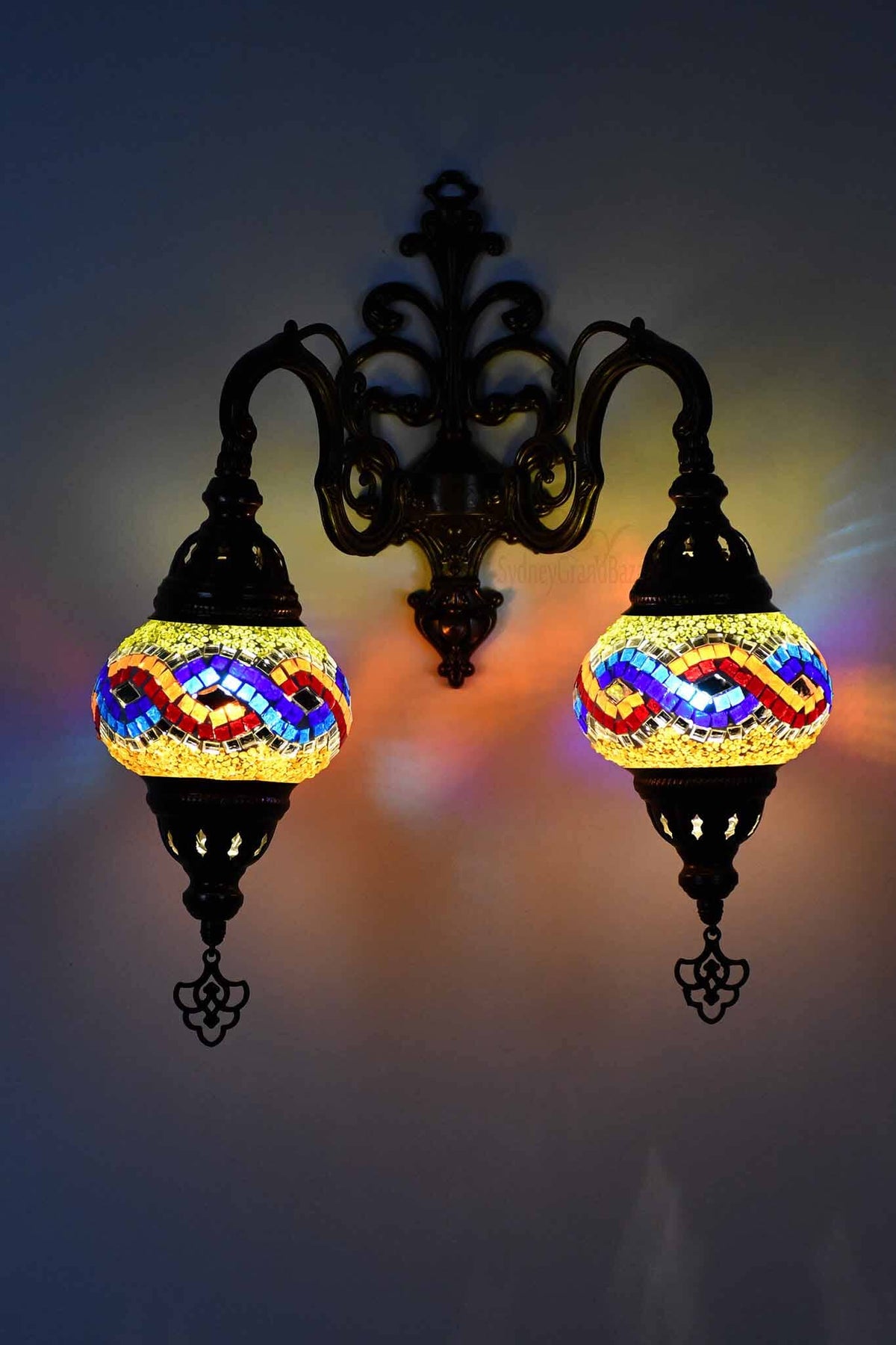 Turkish Light Double Wall Hanging Multicoloured Beads Infinity Lighting Sydney Grand Bazaar 