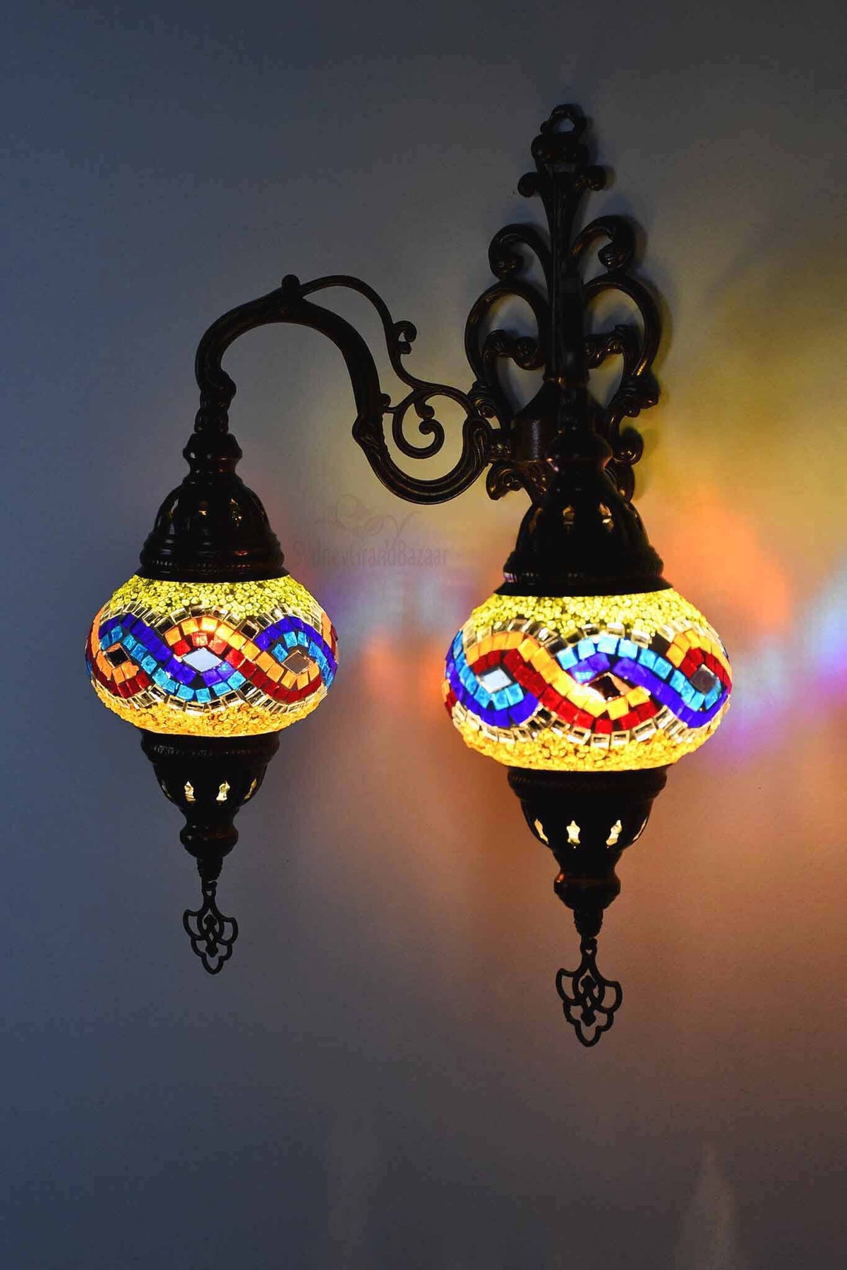 Turkish Light Double Wall Hanging Multicoloured Beads Infinity Lighting Sydney Grand Bazaar 