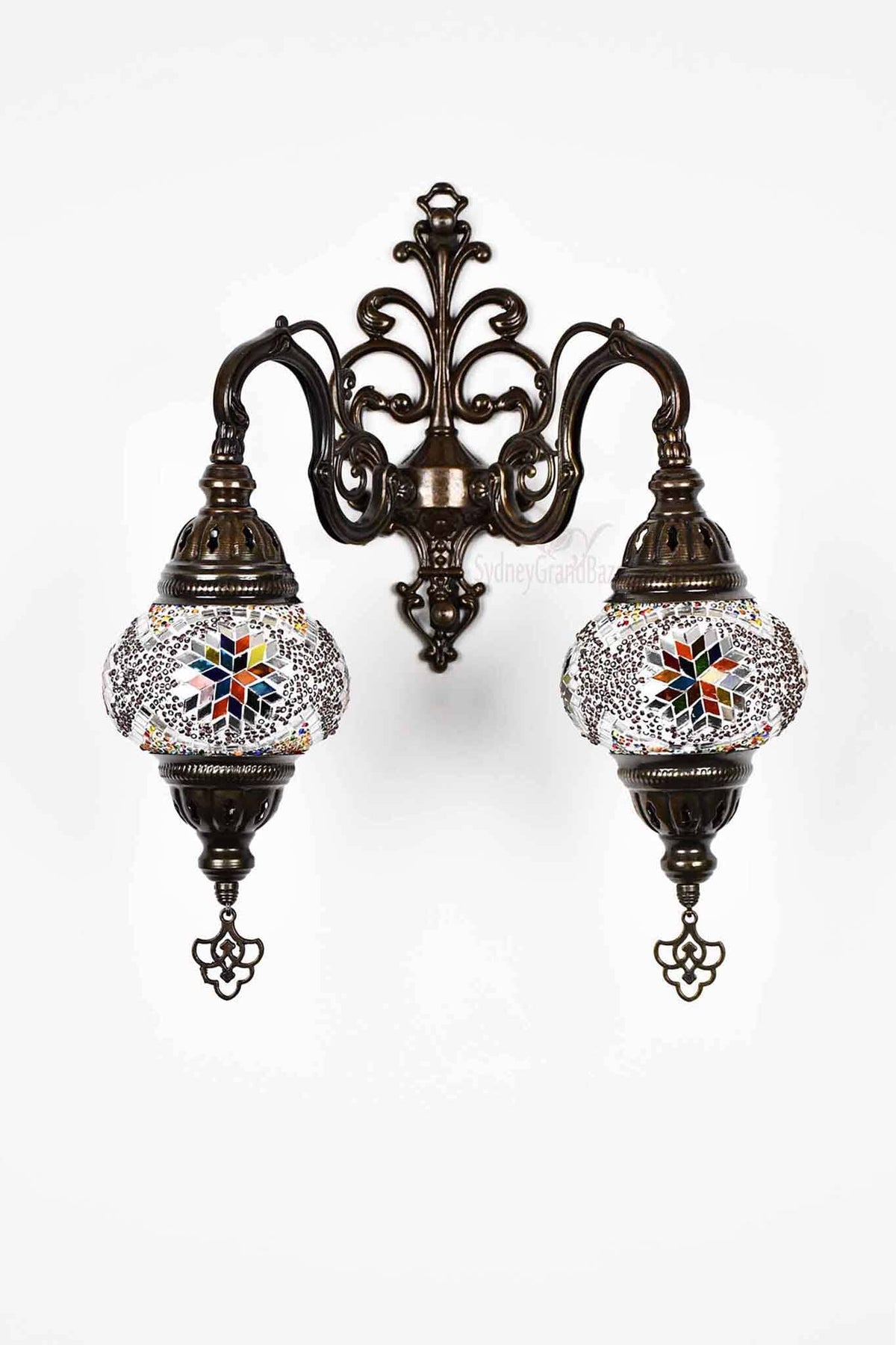 Turkish Light Double Wall Hanging Multicoloured Maroon Beads Lighting Sydney Grand Bazaar 