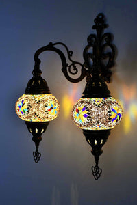 Turkish Light Double Wall Hanging Multicoloured Maroon Beads Lighting Sydney Grand Bazaar 