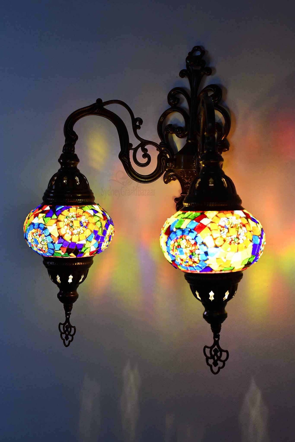 Turkish Light Double Wall Hanging Multicoloured Mosaic Circle Lighting Sydney Grand Bazaar 