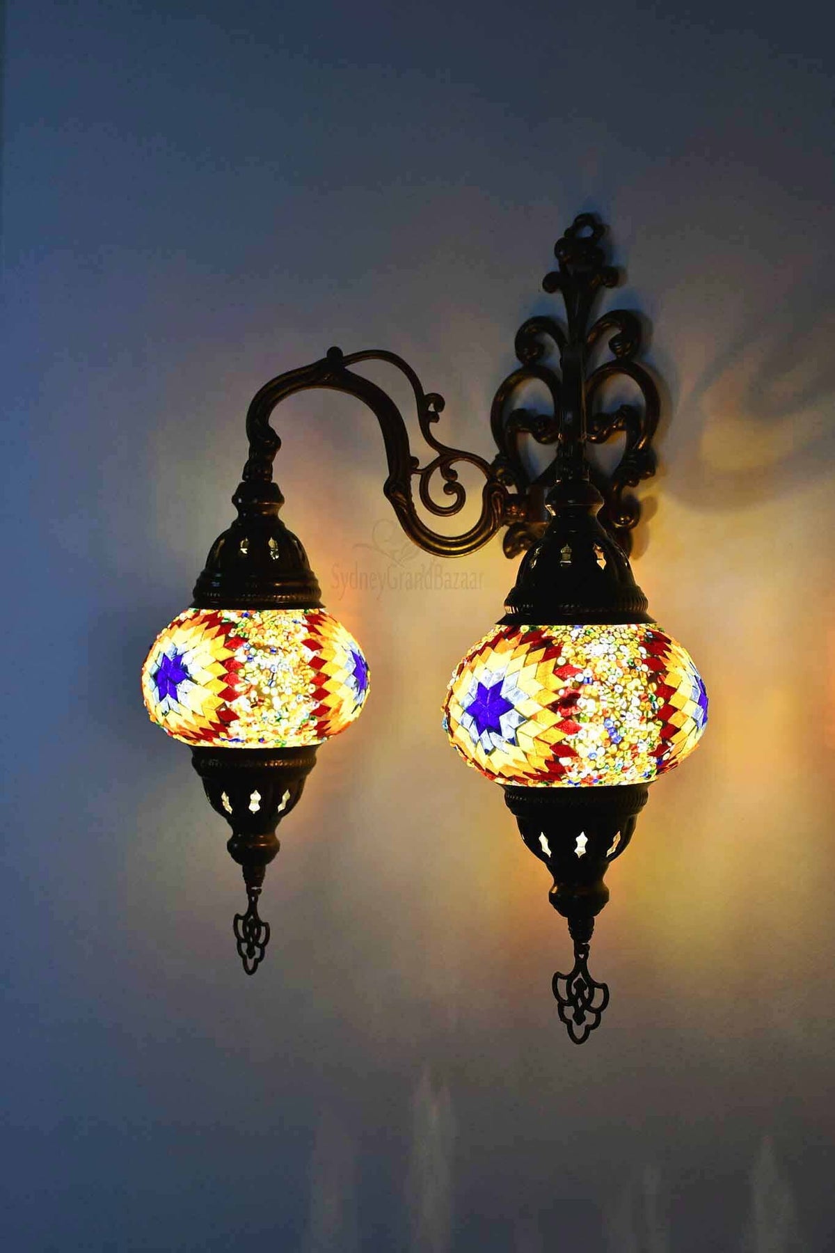 Turkish Light Double Wall Hanging Multicoloured Traditional Star Lighting Sydney Grand Bazaar 