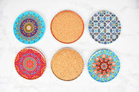 Turkish Mediterranean Design 2 Coasters Set of 6 Ceramic Sydney Grand Bazaar 