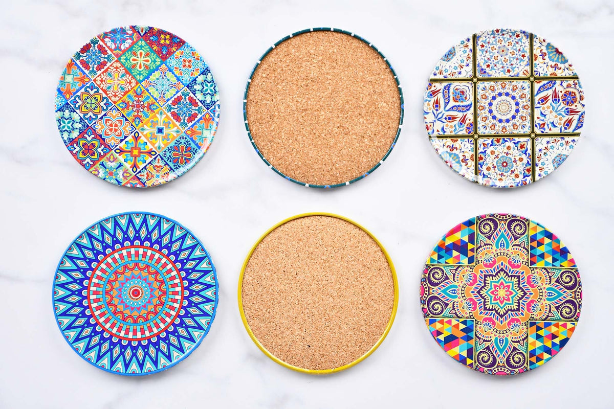 Turkish Mediterranean Design Coasters Set of 6 Ceramic Sydney Grand Bazaar 