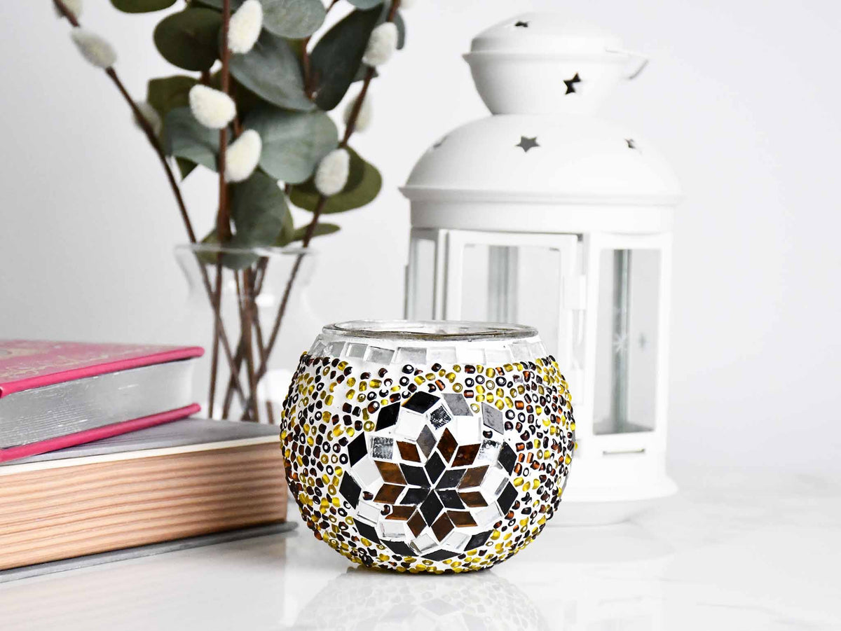 Turkish Mosaic Candle Holder Brown Star Design 2 Lighting Sydney Grand Bazaar 