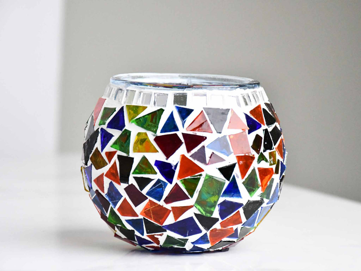 Turkish Mosaic Candle Holder Multicoloured Mixed Lighting Sydney Grand Bazaar 