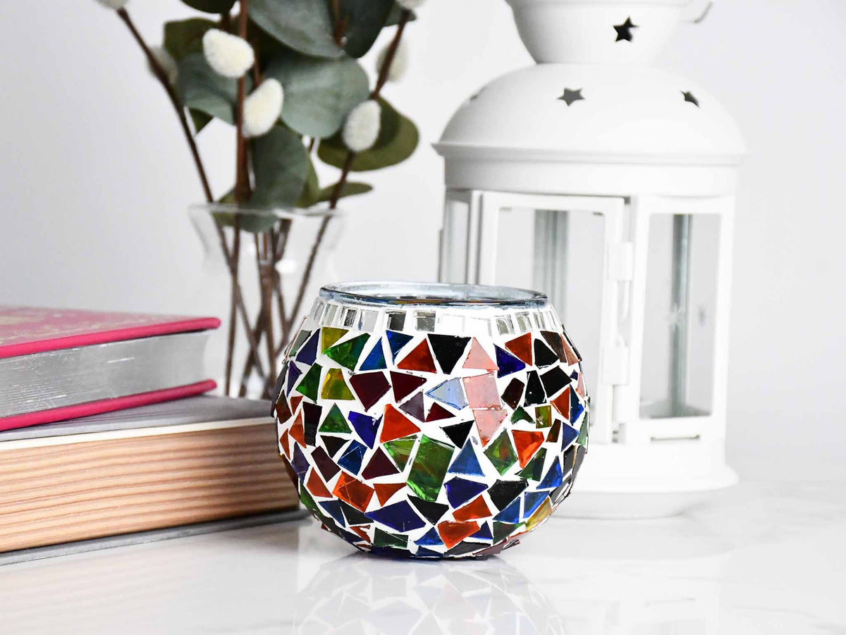 Turkish Mosaic Candle Holder Multicoloured Mixed Lighting Sydney Grand Bazaar 