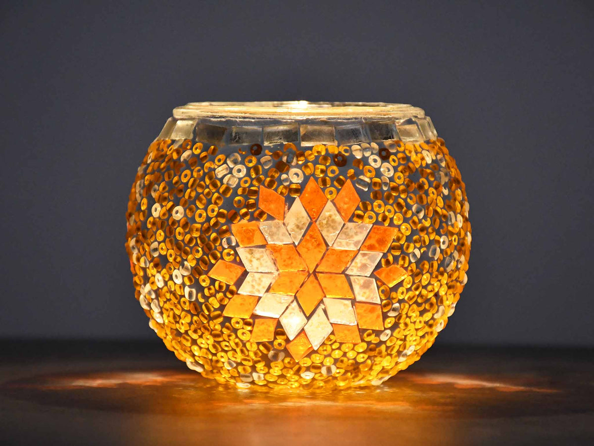 Turkish Mosaic Candle Holder Orange Star Lighting Sydney Grand Bazaar 