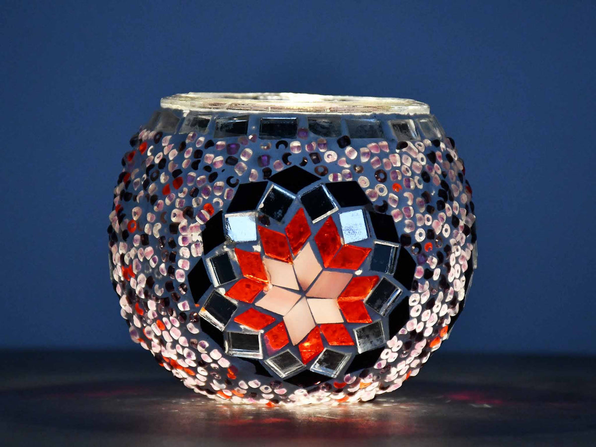 Turkish Mosaic Candle Holder Purple Pink Star Lighting Sydney Grand Bazaar 