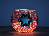 Turkish Mosaic Candle Holder Red Star Blue Lighting Sydney Grand Bazaar 