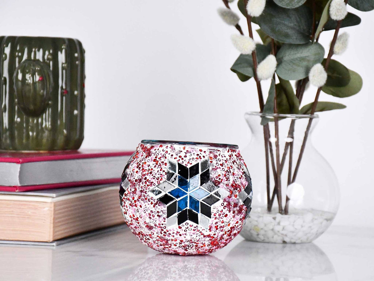 Turkish Mosaic Candle Holder Red Star Blue Lighting Sydney Grand Bazaar 