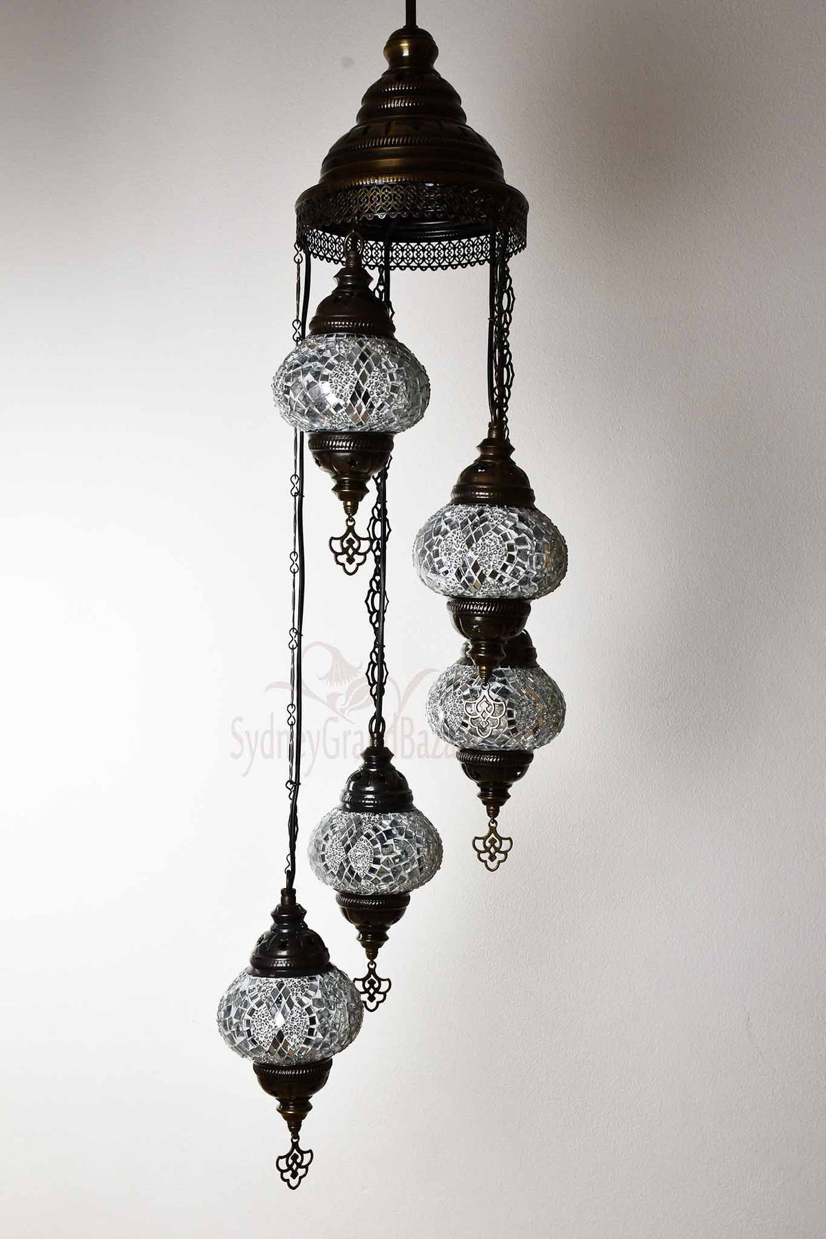 Turkish Mosaic Pendant Light 5 Globes Lighting Sydney Grand Bazaar 