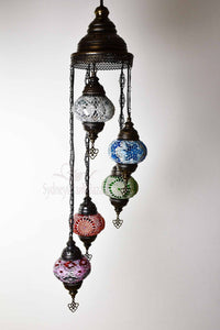 Turkish Mosaic Pendant Light 5 Globes Lighting Sydney Grand Bazaar 