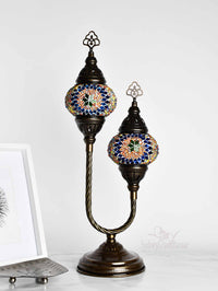 Turkish Mosaic Table Lamp Double X Small Multicolour Blue Orange Lighting Sydney Grand Bazaar 