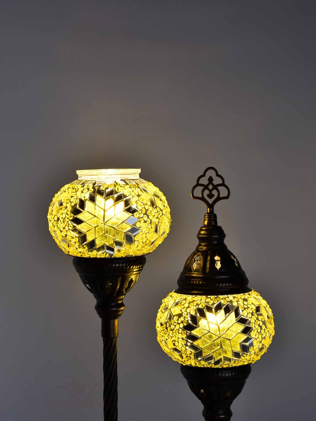 Turkish Mosaic Table Lamp Double X Small Yellow Lighting Sydney Grand Bazaar 