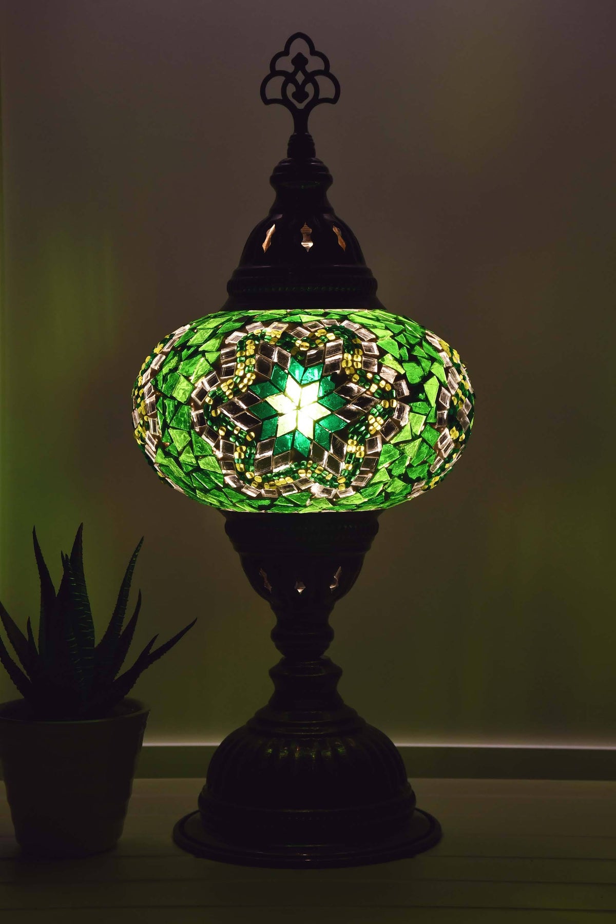 Turkish Mosaic Table Lamp Green Mosaic Star Lighting Sydney Grand Bazaar 