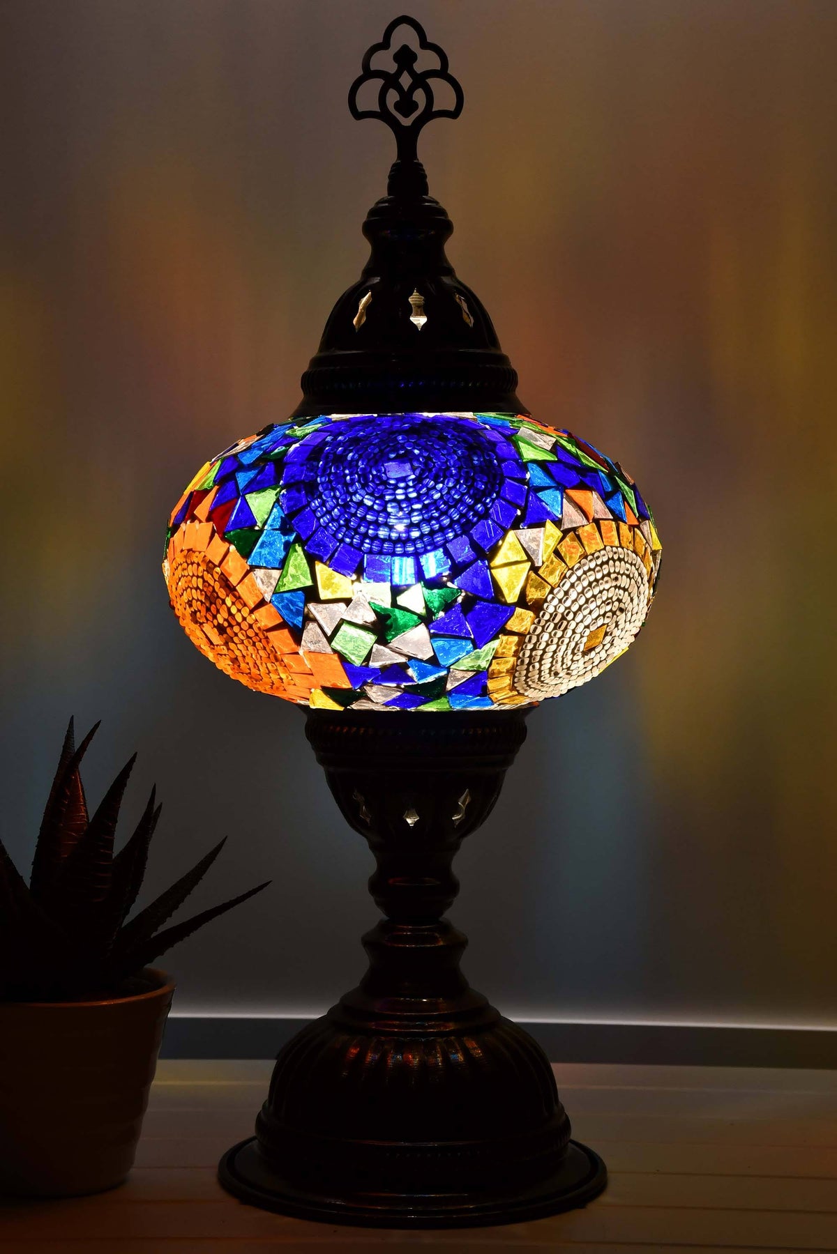 Turkish Mosaic Table Lamp Multicoloured Circle Glass Lighting Sydney Grand Bazaar 