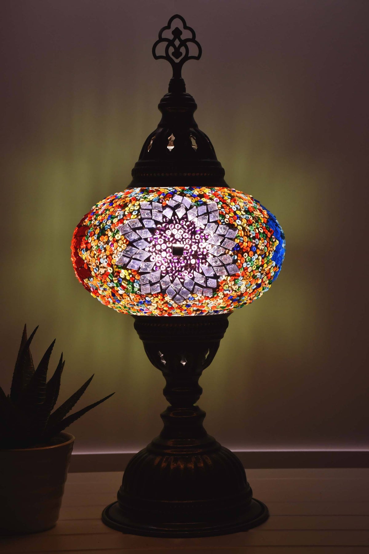 Turkish Mosaic Table Lamp Multicoloured Circle Star Lighting Sydney Grand Bazaar 