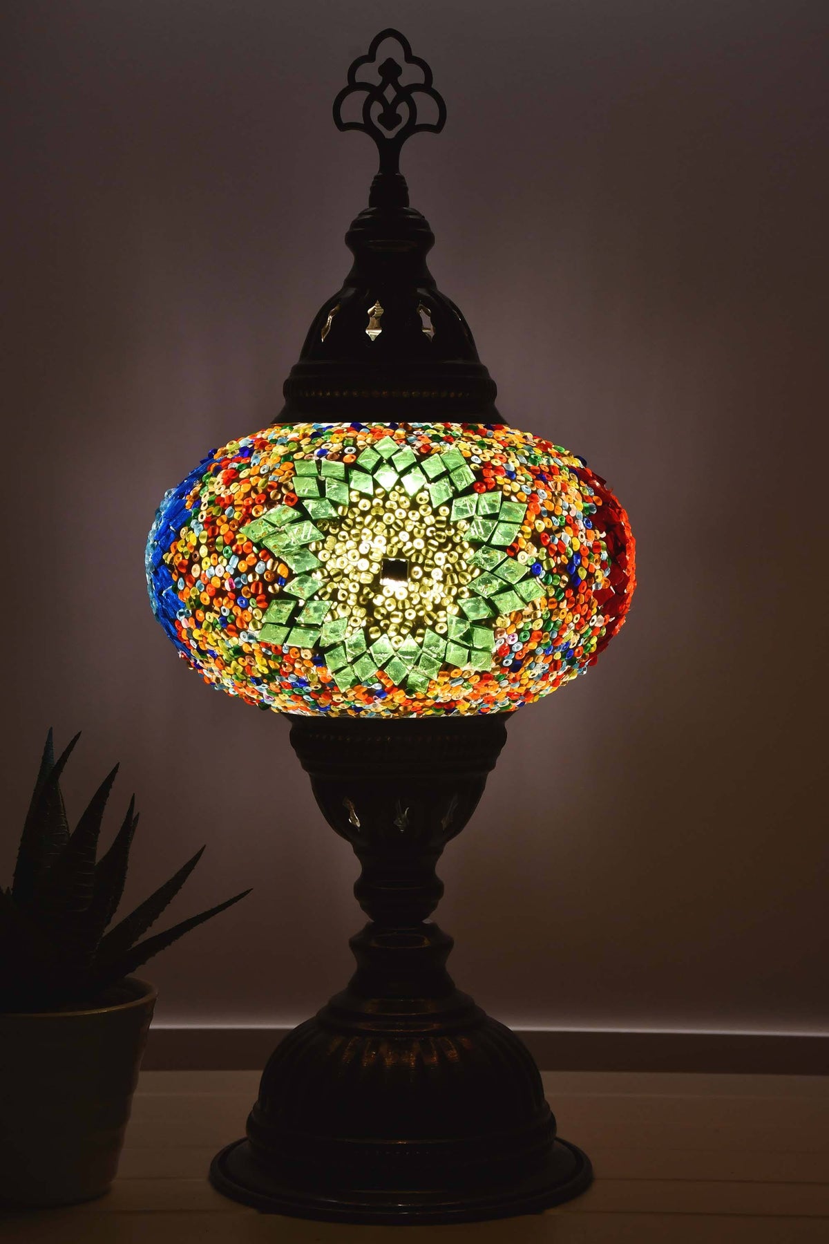 Turkish Mosaic Table Lamp Multicoloured Circle Star Lighting Sydney Grand Bazaar 