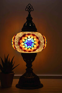 Turkish Mosaic Table Lamp Multicoloured Gold Beads Star Lighting Sydney Grand Bazaar 