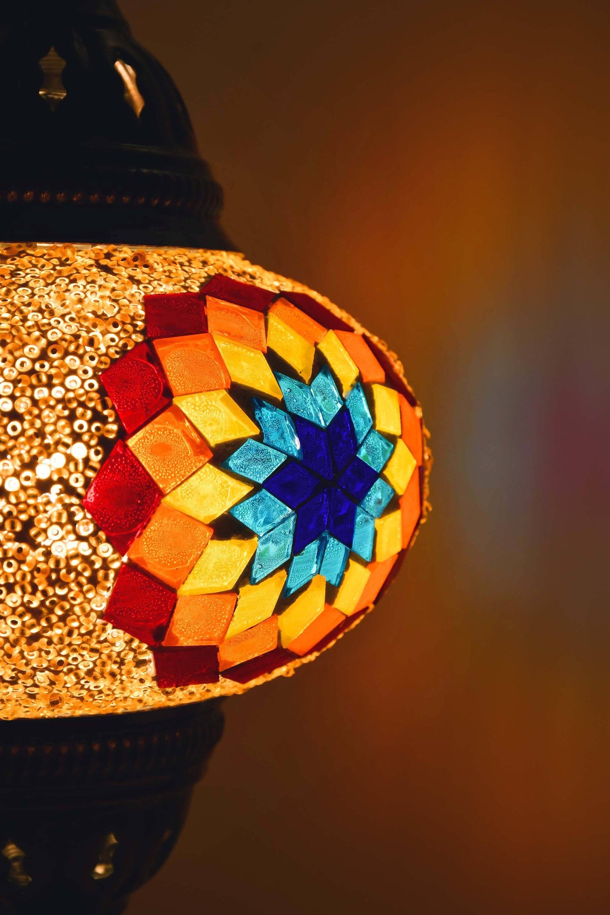 Turkish Mosaic Table Lamp Multicoloured Gold Beads Star Lighting Sydney Grand Bazaar 